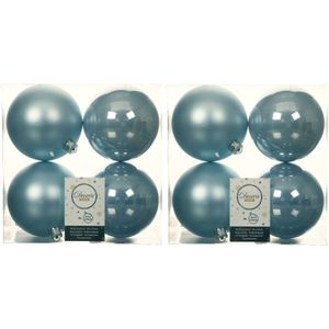 16x stuks kunststof kerstballen lichtblauw 10 cm - Mat/glans - Onbreekbare plastic kerstballen