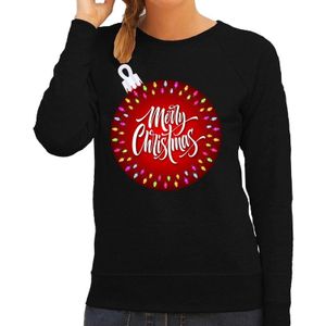 Foute kersttrui / sweater zwart - kerstbal merry christmas voor dames - kerstkleding / christmas outfit