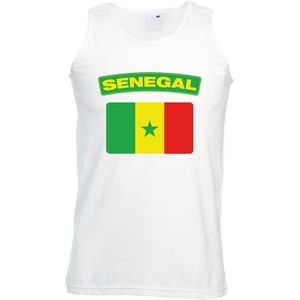 Senegal singlet shirt/ tanktop met Senegalese  vlag wit heren