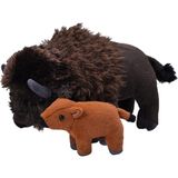 Bizon knuffel set - familie bizons/buffels - 36 cm - knuffeldieren
