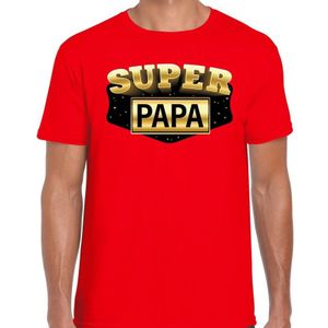 Super papa cadeau t-shirt rood voor heren - vaderdag / verjaardag kado shirt