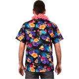 Hawaii shirt/blouse - Verkleedkleding - Heren - Tropische bloemen - zwart