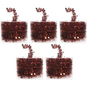 5x Kerstboom folie slingers rood 700 cm - sterren kerstslingers