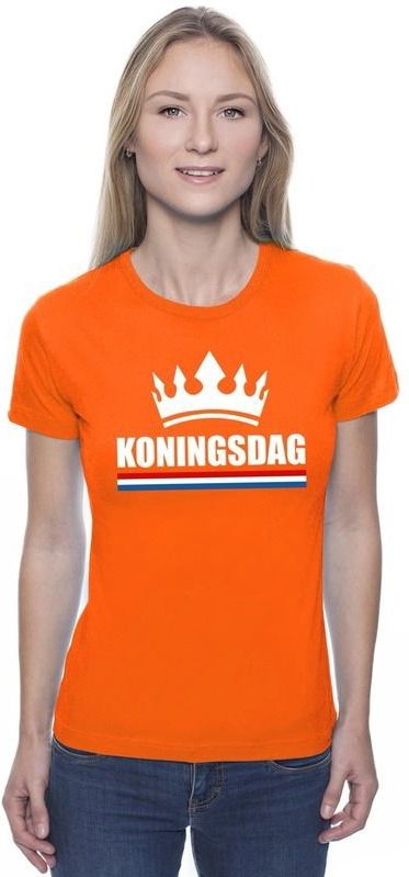Oranje Koningsdag met een kroon shirt dames - Oranje Koningsdag kleding. (cadeaus & | € 17 bij Shoppartners.nl | beslist.nl
