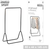 Modern Spirit Kledingrek met enkele stang - metaal - zwart - 80 x 44 x 145 cm - Extra opslagruimte