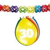 Folat Party 30e jaar verjaardag feestartikelen versiering - 16x ballonnen/2x slingers van 6 meter