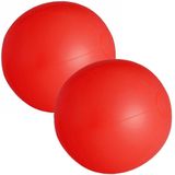 2x stuks opblaasbare zwembad strandballen plastic rood 28 cm - Strand buiten zwembad speelgoed