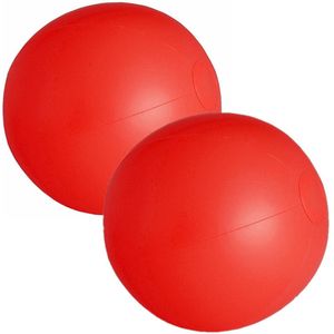 2x stuks opblaasbare zwembad strandballen plastic rood 28 cm - Strand buiten zwembad speelgoed