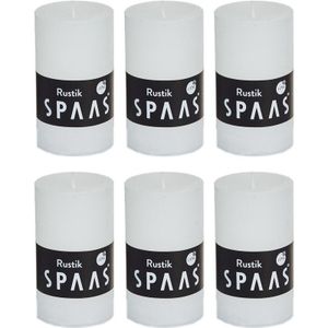 6x Witte rustieke cilinderkaarsen/stompkaarsen 5 x 8 cm 17 branduren - Geurloze kaarsen - Woondecoraties