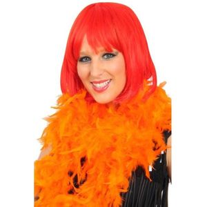 2x stuks oranje brandveilige verkleed veren boas180 cm - Carnaval of koningsdag accessoires voor dames