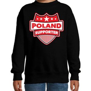 Poland supporter schild sweater zwart voor kinderen - Polen landen sweater / kleding - EK / WK / Olympische spelen outfit