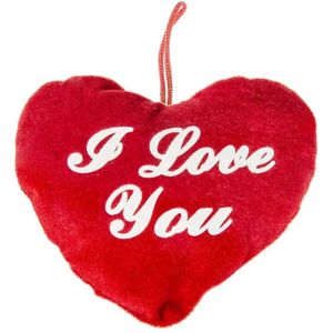 Pluche hartje rood met tekst I love you - Valentijnsdag / Moederdag cadeau - versiering / decoratie