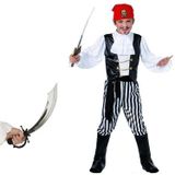 Piraten verkleedpak maat L met zwaard voor kinderen