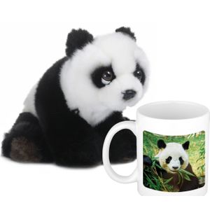Panda Cadeauset kind - Panda knuffel 15 cm en foto Drinkbeker 300ml