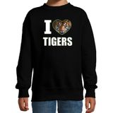 I love tigers sweater met dieren foto van een tijger zwart voor kinderen - cadeau trui tijgers liefhebber - kinderkleding / kleding