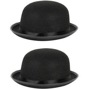 6x stuks zwarte verkleed bolhoed - Charlie Chaplin - Engelse heren bolhoed voor volwassenen - Carnavals feesthoeden