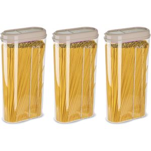 Plasticforte Voedselcontainer strooibus - 3x - beige - 2350 ml - kunststof - voorraadpotten