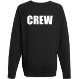 Crew grote maten sweater / trui zwart voor heren - personeel / medewerkers - bedrukking aan voor- en achterkant - plus size crew trui