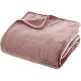 Atmosphera fleece dekens/fleeceplaids - 2x - oud roze - 180 x 230 cm - polyester - Molton Bankdeken