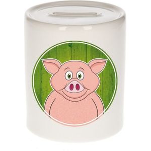 Vrolijke varken dieren spaarpot 9 cm - spaarvarken - spaarpotten voor kinderen