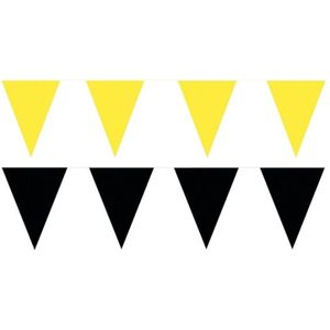 Zwart/Gele feest punt vlaggetjes pakket - 60 meter- slingers / vlaggenlijn