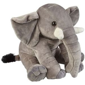 Pluche grijze zittende olifant knuffel 38 cm - Olifanten wilde dieren knuffels - Speelgoed voor kinderen