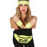 Foute 80s/90s party verkleed accessoire set - neon geel - jaren 80/90 thema feestje - 4-delig