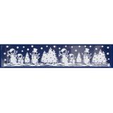 3x stuks velletjes kerst raamstickers sneeuw landschap 58,5 cm - Raamversiering/raamdecoratie stickers kerstversiering