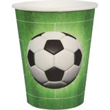 Santex feest wegwerp bekertjes - voetbal - 50x stuks - 270 ml - groen - karton