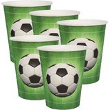 Santex feest wegwerp bekertjes - voetbal - 50x stuks - 270 ml - groen - karton