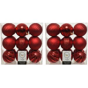 36x stuks kunststof kerstballen rood 8 cm met luxe afwerking - kerstversiering - Onbreekbare plastic kerstballen