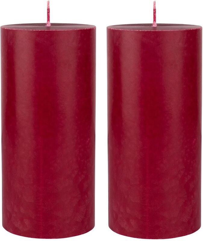 Arrangement Economisch Brochure 2x stuks rood bordeaux cilinderkaarsen/stompkaarsen 15 x 7 cm 50 branduren  - geurloze kaarsen (woonaccessoires) | € 12 bij Shoppartners.nl | beslist.nl