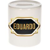 Eduardo naam cadeau spaarpot met gouden embleem - kado verjaardag/ vaderdag/ pensioen/ geslaagd/ bedankt