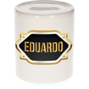 Eduardo naam cadeau spaarpot met gouden embleem - kado verjaardag/ vaderdag/ pensioen/ geslaagd/ bedankt