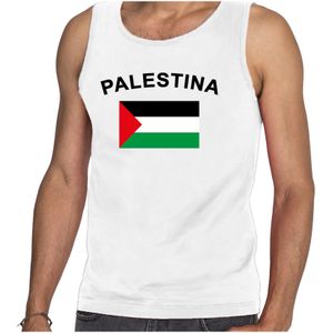 Witte heren tanktop met vlag Palestina