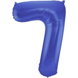 Folat folie ballonnen - Leeftijd cijfer 75 - blauw - 86 cm - en 2x slingers