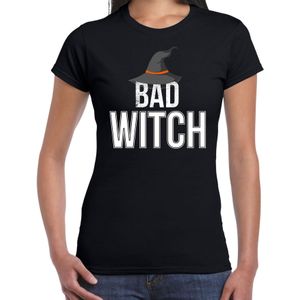 Bad witch halloween verkleed t-shirt zwart voor dames - horror shirt / kleding / kostuum