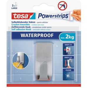 2x Tesa RVS haak waterproof Powerstrips - Klusbenodigdheden - Huishouden - Verwijderbare haken - Opplak haken 1 stuks