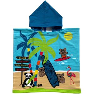 Bad cape/poncho voor kinderen 60 x 120 cm microvezel - Bad poncho's met dieren