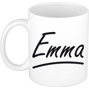 Emma naam cadeau mok / beker sierlijke letters - Cadeau collega/ moederdag/ verjaardag of persoonlijke voornaam mok werknemers