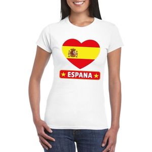 Spanje t-shirt met Spaanse vlag in hart wit dames