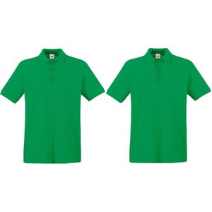2-Pack maat L groen polo shirt premium van katoen voor heren - Polo t-shirts voor heren
