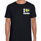 I love Sweden t-shirt zwart op borst voor heren - Zweden landen shirt - supporter kleding