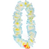 Atosa Hawaii krans/slinger - Tropische kleuren blauw - Grote bloemen hals slingers - verkleed accessoires