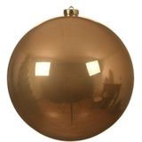 1x stuks kunststof kerstballen toffee bruin - 14 cm - glans - Onbreekbare plastic kerstballen