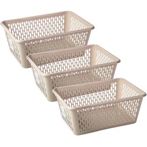 Plasticforte opbergmand/kastmandje - 3x - 6,5 liter - beige - kunststof - 20 x 30 x 11 cm