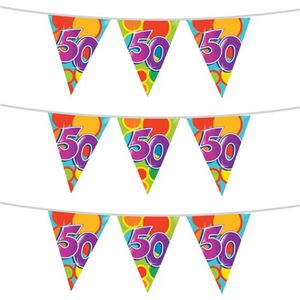 Haza Vlaggetjes 50 jaar - leeftijd verjaardag - 3x stuks - plastic 10m