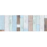 Decoratie plakfolie houten planken look blauw/bruin 45 cm x 2 meter zelfklevend - Decoratiefolie - Meubelfolie