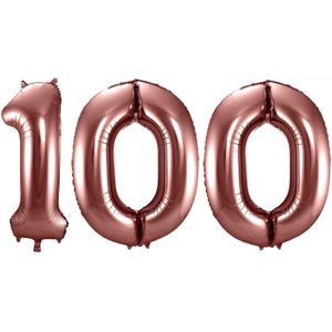 Folat Folie ballonnen - 100 jaar cijfer - brons - 86 cm - leeftijd feestartikelen