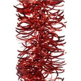 2x Kerstslinger golvend kerst rood 10 x 270 cm - Guirlande folie lametta - Kerst rode kerstboom versieringen